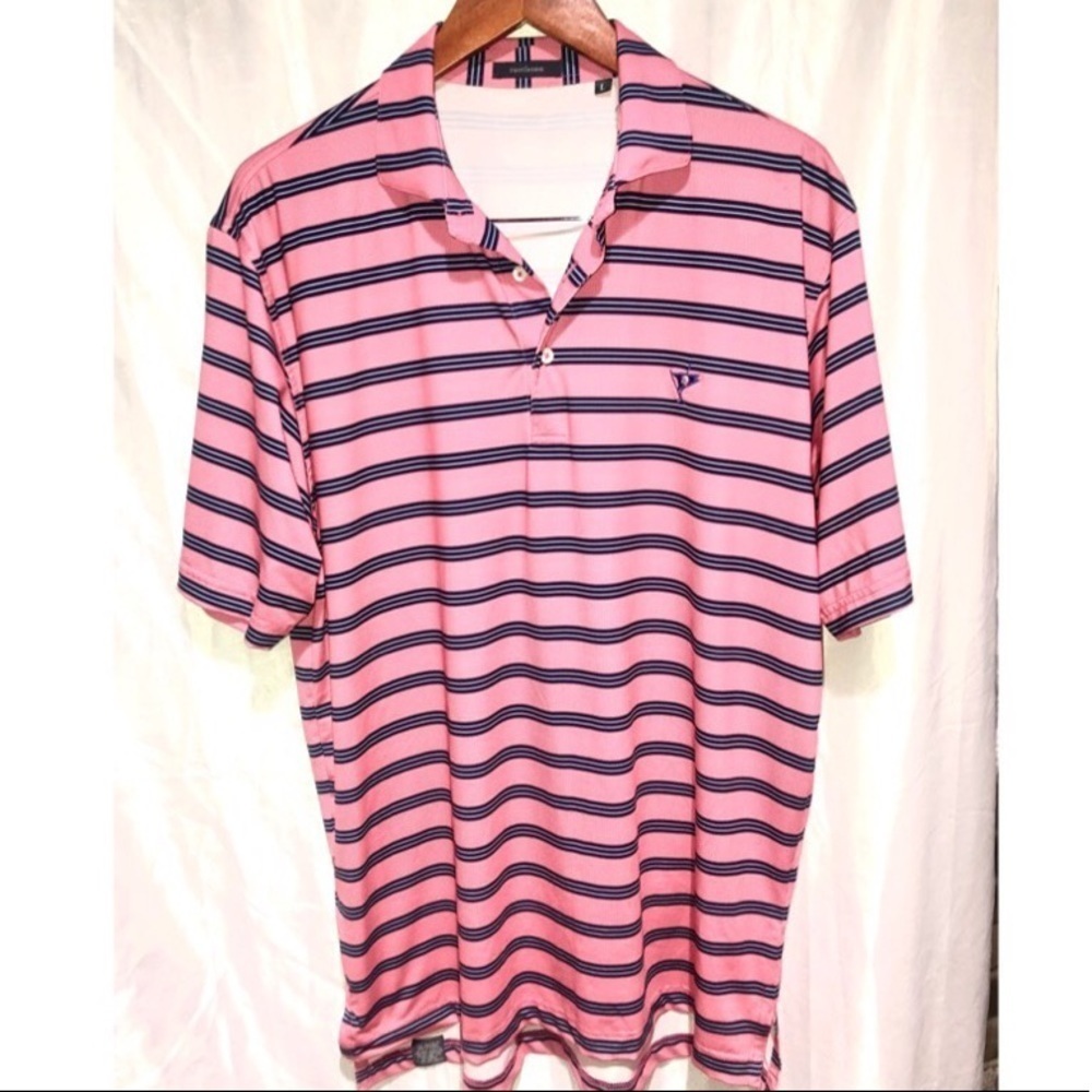 Turtleson Golf Polo Pink Striped Large